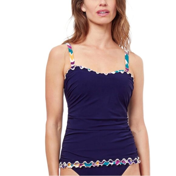 New! Profile by Gottex Tankini 34E / 34DD Shirred‎ Underwire Tankini Top - Picture 6 of 7